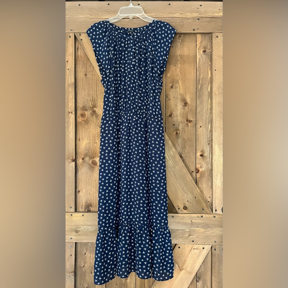 J Crew Mercantile Navy with White Dress Size S